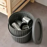 IKEA DAMMÄNG (ИКЕА ДАММЭНГ) — Контейнер для мусора с крышкой, тёмно-серый 8 л — фото 3