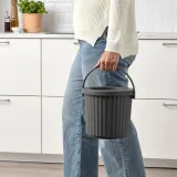 IKEA DAMMÄNG (ИКЕА ДАММЭНГ) — Контейнер для мусора с крышкой, тёмно-серый 8 л — фото 4