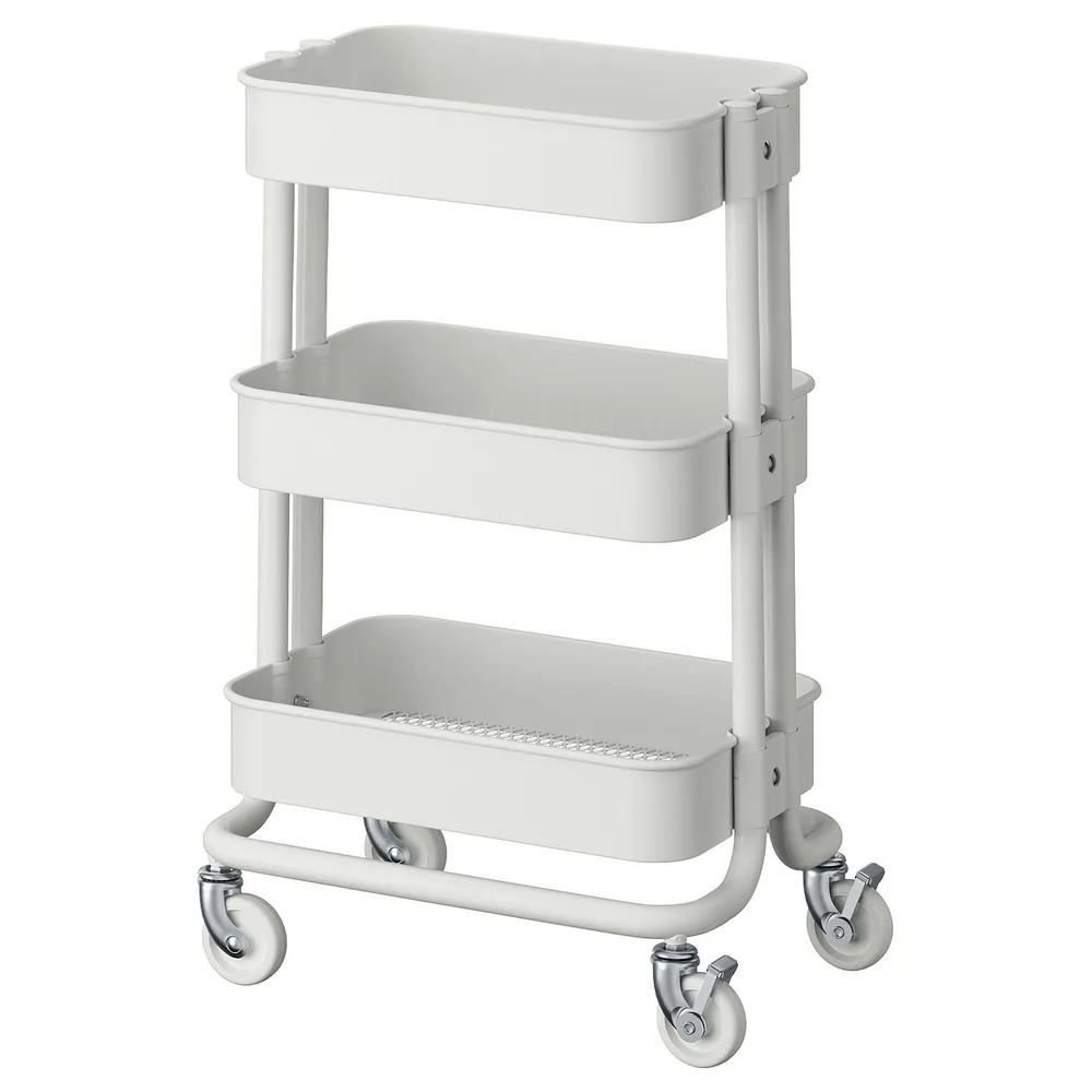 IKEA RÅSKOG (ИКЕА РОСКОГ) — Столик на колёсиках, белый 28x38x61 см