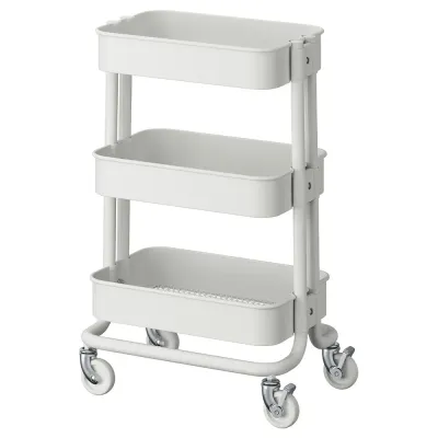 IKEA RÅSKOG (ИКЕА РОСКОГ) — Столик на колёсиках, белый 28x38x61 см