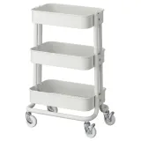IKEA RÅSKOG (ИКЕА РОСКОГ) — Столик на колёсиках, белый 28x38x61 см — фото 1