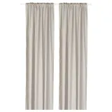 IKEA MÄSTERROT (ИКЕА МЭСТЕРРОТ) — Занавеска, 2 шт., бежевый/белый узор в горошек, на тесьме, 145x300 см — фото 1