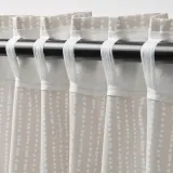 IKEA MÄSTERROT (ИКЕА МЭСТЕРРОТ) — Занавеска, 2 шт., бежевый/белый узор в горошек, на тесьме, 145x300 см — фото 4