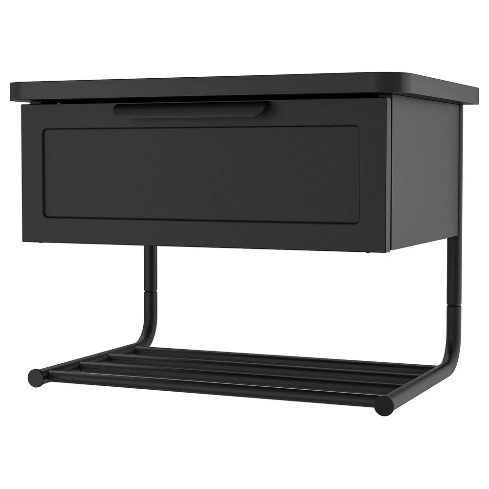 IKEA GRÅFJÄLLET (ИКЕА ГРОФЙЭЛЛЕТ) — Прикроватная тумба настенная, антрацит, 42x29x31 см
