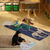 IKEA SANDLÖPARE (ИКЕА САНДЛЁПАРЕ) — Коврик стёганый, тёмно-синий/гепард саванна, 60x140 см — фото 7