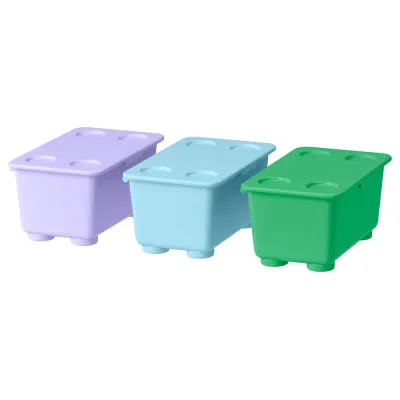 IKEA GLIS (ИКЕА ГЛИС) — Коробка с крышкой, зелёный сиреневый/синий, 17x10 см