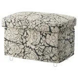 IKEA STRANDMON (ИКЕА СТРАНДМОН) — Чехол на пуф, Риберсборг тёмно-серый/бежевый — фото 1