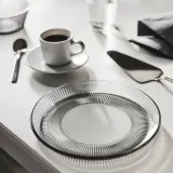IKEA HAVSGÄDDA (ИКЕА ХАВСГЭДДА) — Тарелка, в полоску/серая 21 см — фото 3