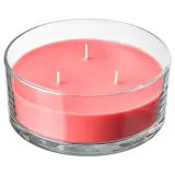 IKEA LOTSFÅGEL (ИКЕА ЛОТСФОГЕЛ) — Ароматическая свеча в стекле, 3 фитиля, арбуз ярко-розовая 25 ч — фото 1