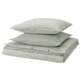IKEA SOLFIBBLA (ИКЕА СОЛФИББЛА) — Пододеяльник и 2 наволочки, белый зеленый/полоски 200х200/50х60 см — фото 1