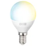 IKEA KAJPLATS (ИКЕА КАЙПЛАТС) — Лампа светодиодная E14 806 люмен, смарт белый спектр/шар/матовая белая 45 мм — фото 1