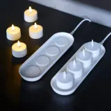 IKEA SKATGÅS (ИКЕА СКАТГОС) — Набор светодиодных свечей-таблеток, с зарядной пластиной белый — фото 4