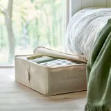 IKEA PURRPINGLA (ИКЕА ПУРРПИНГЛА) — Контейнер для одежды/постельного белья, ткань/бежевый 43х53х19 см — фото 2