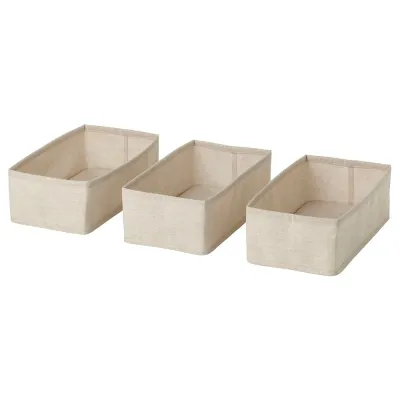 IKEA PURRPINGLA (ИКЕА ПУРРПИНГЛА) — Коробка, 3 шт., ткань/бежевый 20х38х12 см