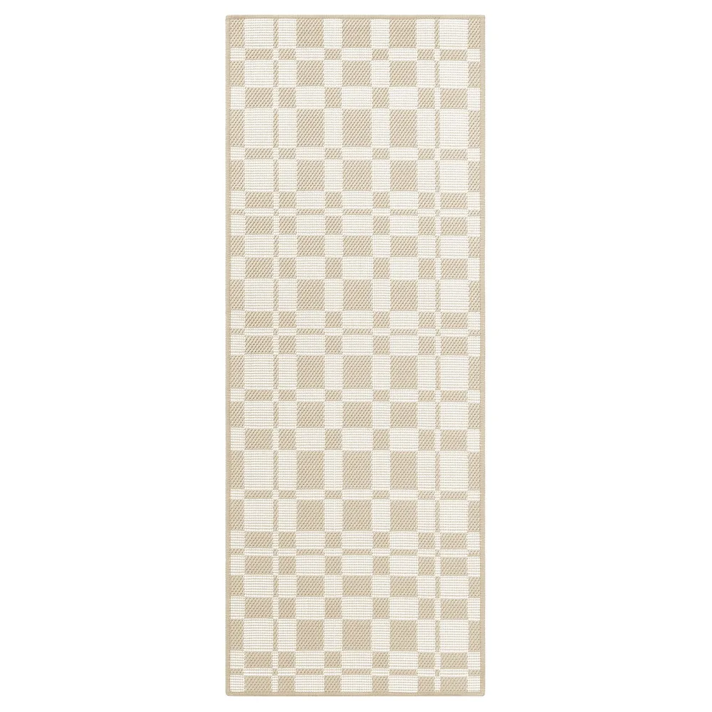 IKEA NATTÅG (ИКЕА НАТТОГ) — Коврик для кухни, бежевый/в клетку 45х120 см