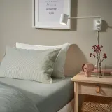IKEA SOLFIBBLA (ИКЕА СОЛФИББЛА) — Наволочка, белый зелёный/полоски 50x60 см — фото 2
