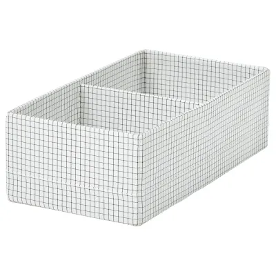 IKEA STUK (ИКЕА СТУК) — Коробка с отделениями, белый/чёрный 17х32х10 см