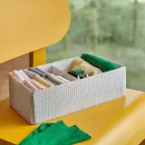 IKEA STUK (ИКЕА СТУК) — Коробка с отделениями, белый/чёрный 17х32х10 см — фото 3