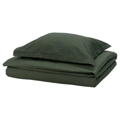 IKEA LUKTVICKER (ИКЕА ЛУКТВИКЕР) — Пододеяльник и наволочка, тёмно-зелёный 150x200/50x60 см