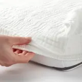 IKEA LEN (ИКЕА ЛЕН) — Простыня детская, бело-бежевая муслин 60x120 см — фото 3