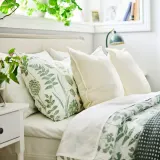 IKEA NÅLBJÖRNBÄR (ИКЕА НОЛБЙЁРНБЭР) — Пододеяльник и наволочка, белый серо-зелёный/цветочный узор 150x200/50x60 см — фото 2