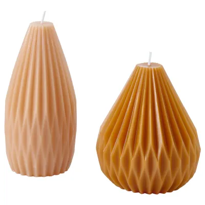 IKEA HÖSTAGILLE (ИКЕА ХЁСТАГИЛЛЕ) — Свеча-столбик без аромата, 2 шт., светло-бежевый/ярко-бежевый