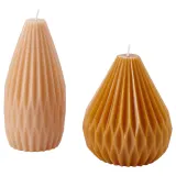 IKEA HÖSTAGILLE (ИКЕА ХЁСТАГИЛЛЕ) — Свеча-столбик без аромата, 2 шт., светло-бежевый/ярко-бежевый — фото 1