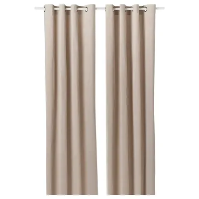 IKEA SANELA (ИКЕА САНЕЛА) — Штора, 2 шт., светло-бежевый/на люверсах 140x300 см
