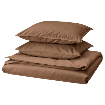 IKEA ÄNGSLILJA (ИКЕА ЭНГСЛИЛЙА) — Пододеяльник и 2 наволочки, светло-коричневый 200x200/50x60 см