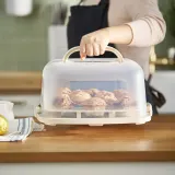 IKEA BAKTIDER (ИКЕА БАКТИДЕР) — Контейнер для пирога с крышкой, белый 33x33 см — фото 3