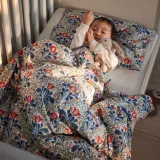 IKEA SÄTERVIDE (ИКЕА СЭТЕРВИДЕ) — Пододеяльник и 1 наволочка для детской кроватки, белый синий/цветочный узор 110x125/35x55 см — фото 7