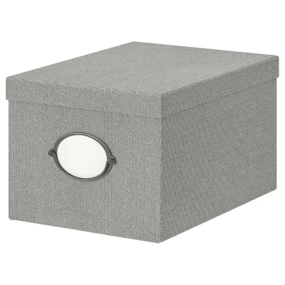 IKEA KVARNVIK (ИКЕА КВАРНВИК) — Контейнер с крышкой — серый 25x35x20 см