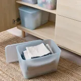 IKEA RYKTA (ИКЕА РИКТА) — Контейнер с крышкой, прозрачный серо-голубой 24x36x23 см/14.5 л — фото 2