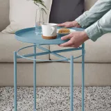 IKEA GLADOM (ИКЕА ГЛАДОМ) — Столик с подносом, светло-синий 45x53 см — фото 4