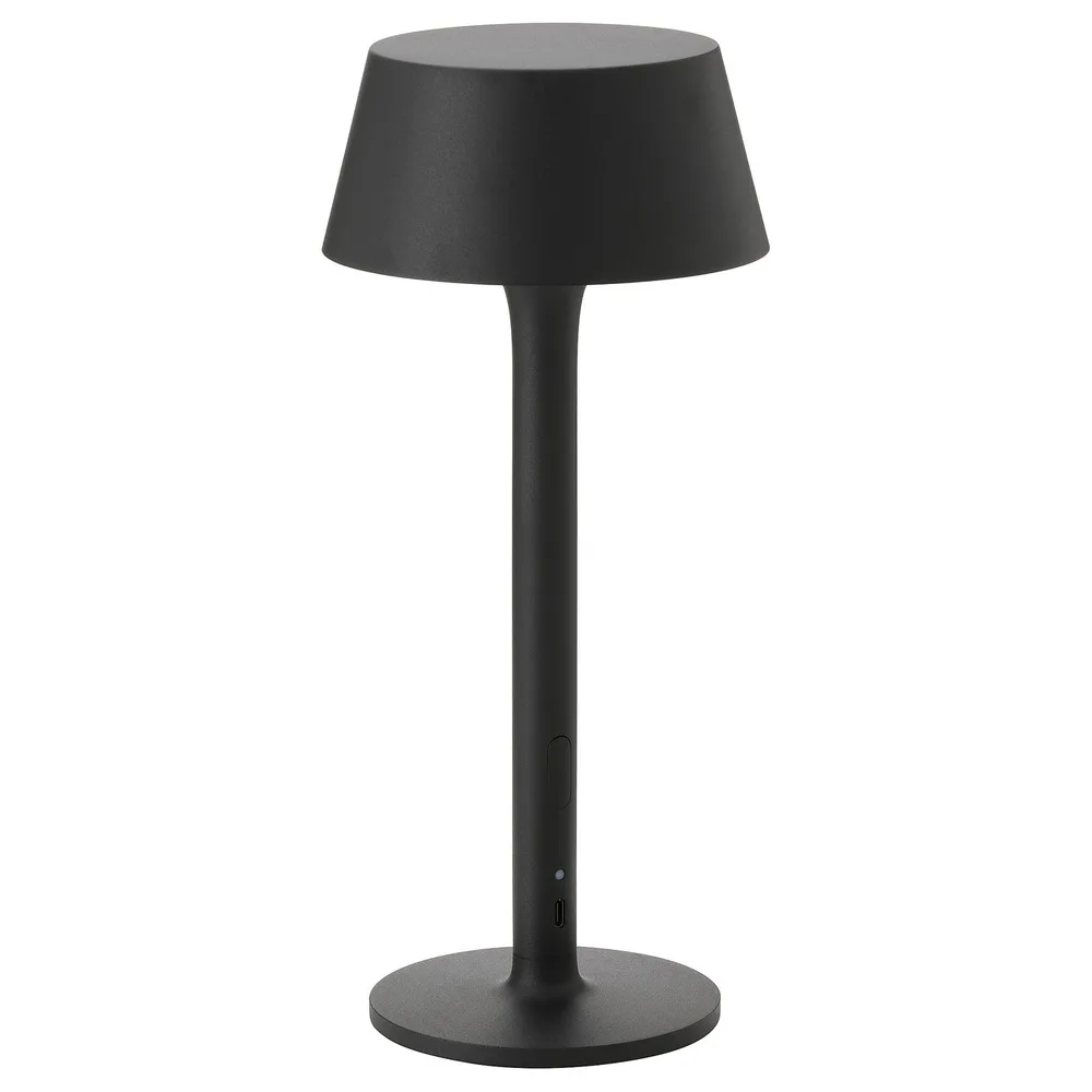 IKEA AVHÅLL (ИКЕА АВХОЛЛ) — Переносная светодиодная лампа, на батарейках, с регулировкой яркости/чёрный, для улицы 29 см