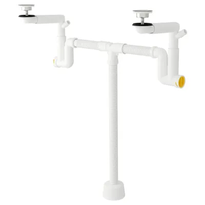 IKEA RÄNNILEN (ИКЕА РЭННИЛЕН) — Сифон с гибкой трубкой, 2 отделения