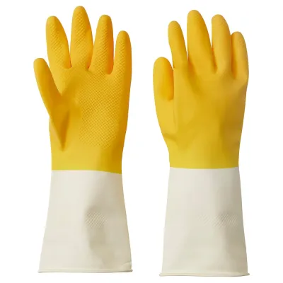 IKEA RINNIG (ИКЕА РИННИГ) — Перчатки для уборки, ярко-жёлтый/кремовый M