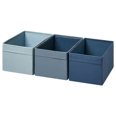 IKEA DRÖNA (ИКЕА ДРЁНА) — Коробка, 3 шт., синий 18х25х15 см