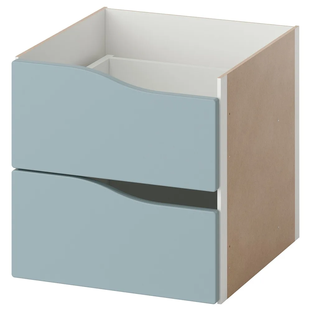 IKEA KALLAX (ИКЕА КАЛЛАКС) — Вставка с 2 ящиками, волна/светлый серо-синий 33х33 см