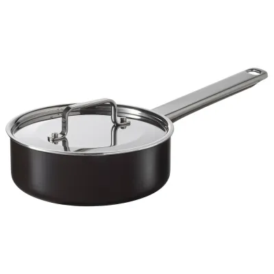 IKEA GULDÖRING (ИКЕА ГУЛДЁРИНГ) — Сотейник с крышкой, нержавеющая сталь/тёмно-серый 1 л