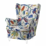 IKEA STRANDMON (ИКЕА СТРАНДМОН) — Чехол на кресло с подголовником, Стигсбо разноцветный/бежевый — фото 2