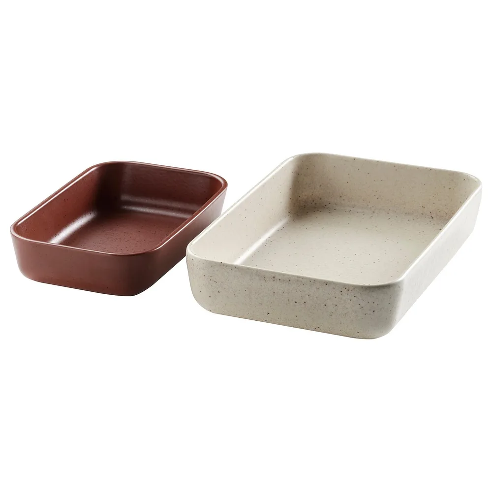 IKEA LYCKAD (ИКЕА ЛЙСКАД) — Форма для запекания, 2 шт., светло-бежевый/красно-коричневый