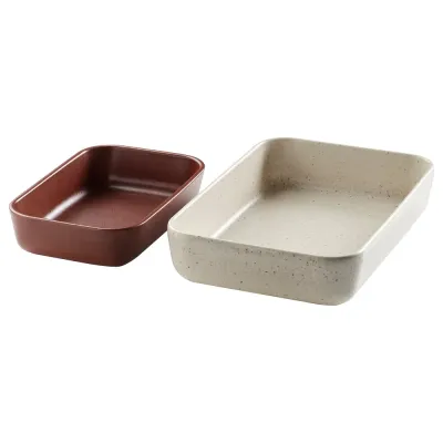 IKEA LYCKAD (ИКЕА ЛЙСКАД) — Форма для запекания, 2 шт., светло-бежевый/красно-коричневый