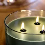 IKEA LOTSFÅGEL (ИКЕА ЛОТСФОГЕЛ) — Свеча ароматическая в стекле/3 фитиля, Фиговый лист зеленый 25 ч — фото 5