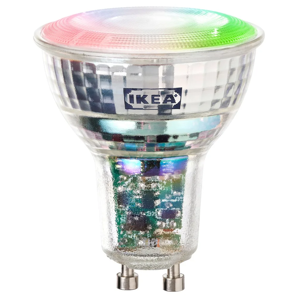 IKEA KAJPLATS (ИКЕА КАЙПЛАТС) — Лампочка LED GU10 470 лм, умная, цветной и белый спектр