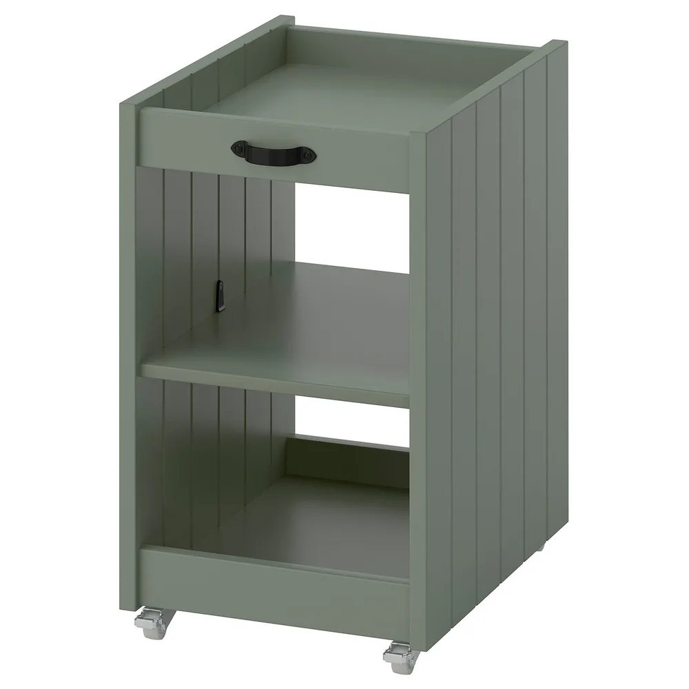 IKEA BRYTNING (ИКЕА БРИТНИНГ) — Тумба на колёсах, зелёная 29x40x47 см