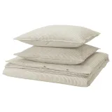 IKEA SOLFIBBLA (ИКЕА СОЛФИББЛА) — Пододеяльник и 2 наволочки, белый беж/полоска 200x200/50x60 см — фото 1