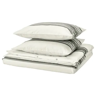 IKEA JÄTTEFRÄKEN (ИКЕА ЙЭТТЕФРЭКЕН) — Пододеяльник и 2 наволочки, белый/тёмно-серый 200x200/50x60 см