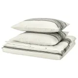 IKEA JÄTTEFRÄKEN (ИКЕА ЙЭТТЕФРЭКЕН) — Пододеяльник и 2 наволочки, белый/тёмно-серый 200x200/50x60 см — фото 1