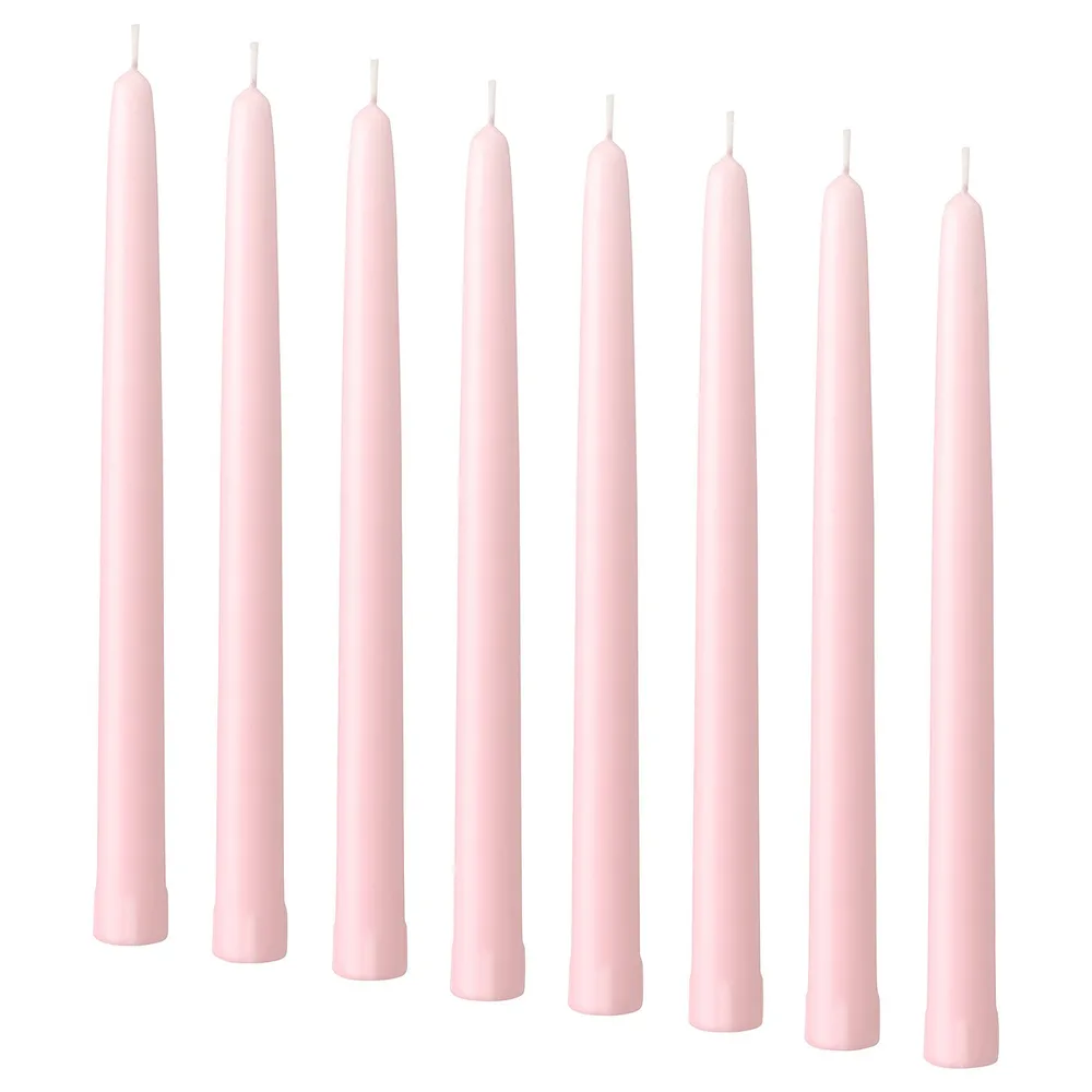 IKEA KLOKHET (ИКЕА КЛОКХЕТ) — Свеча коническая без аромата, светло-розовый 25 см